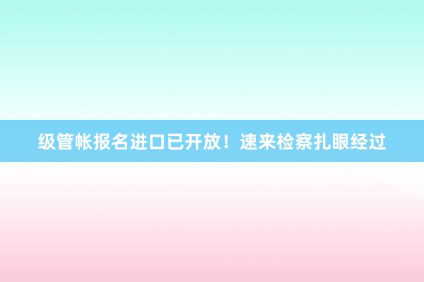 级管帐报名进口已开放！速来检察扎眼经过