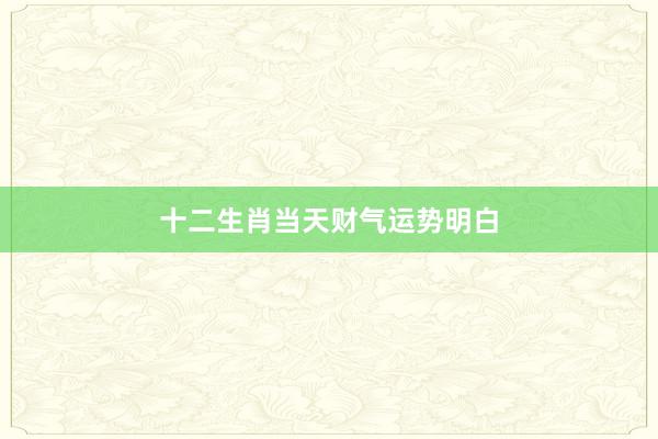 十二生肖当天财气运势明白
